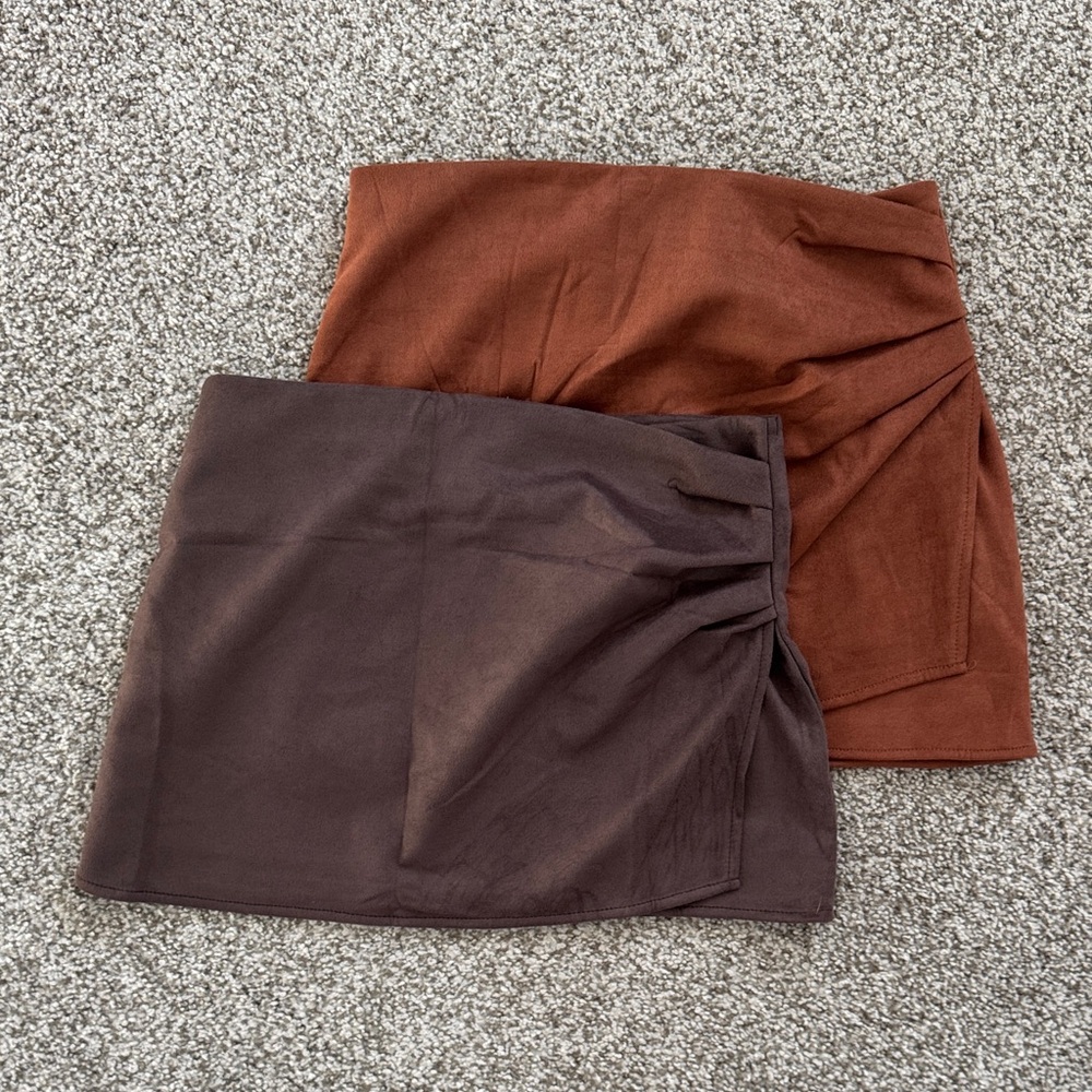 Elegant Brown and Tan Women's Skirt Set